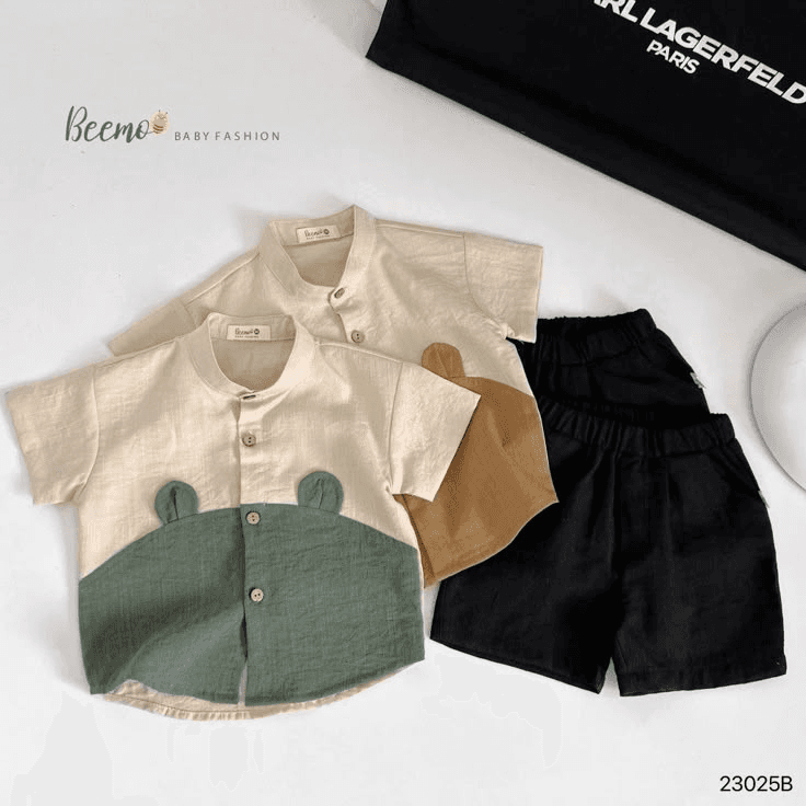 Children's bear ear shirts and shorts set